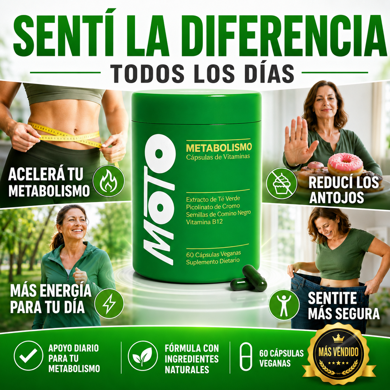 CÁPSULAS MOTO™ METABOLISMO Activá Tu Metabolismo - Controlá Los Antojos. Más Energía Cada Día.