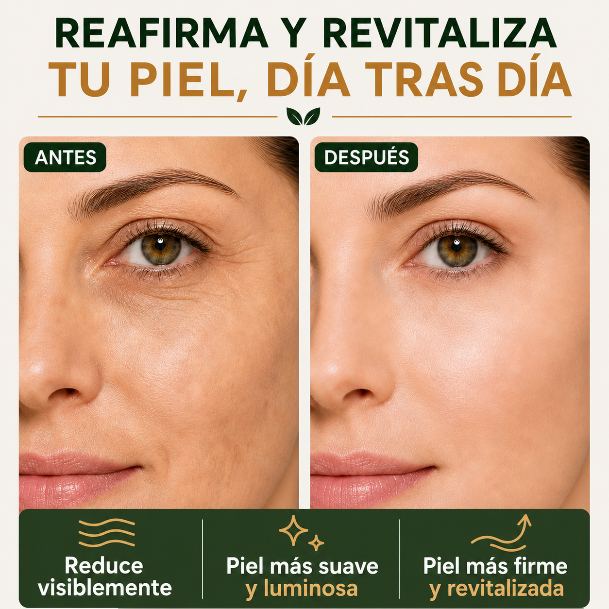 Crema reafirmante antiedad - piel de aspecto más joven desde las primeras aplicaciones.