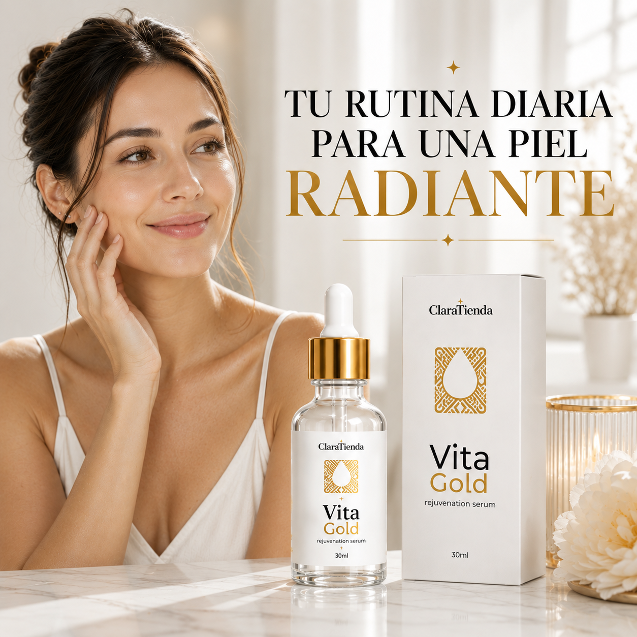 Vita Gold - Sérum Rejuvenecedor - Tu Secreto Diario para una Piel Radiante, Suave y con un Aspecto Más Joven
