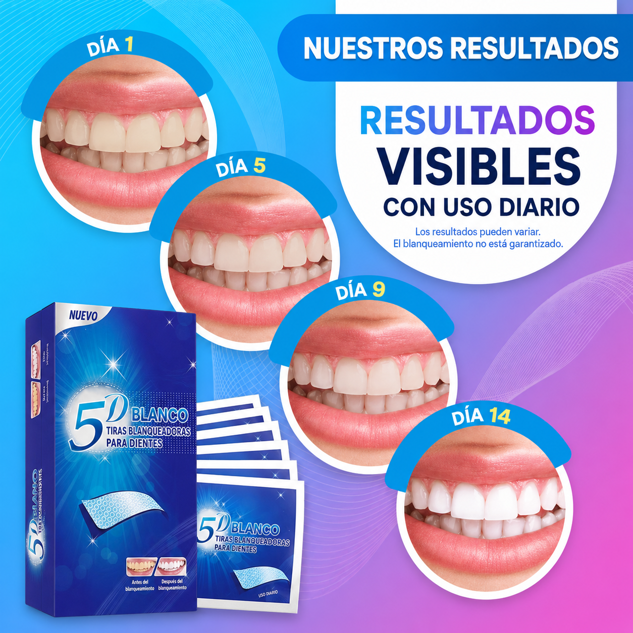 Tiras Blanqueadoras 5D White™ - Mostrá una Sonrisa Más Blanca y Sentite Más Seguro Todos los Días