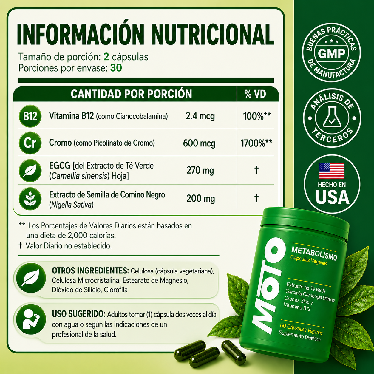MOTO Metabolism | Cápsulas Naturales Para Quemar Grasa y Acelerar El Metabolismo