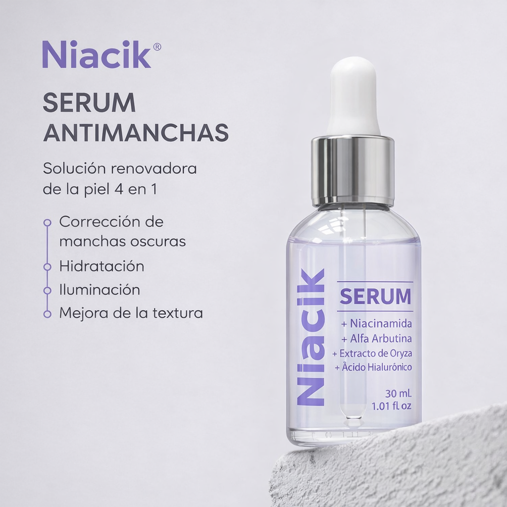 Niacinamida + alfa arbutina para aclarar e iluminar tu piel de forma fácil