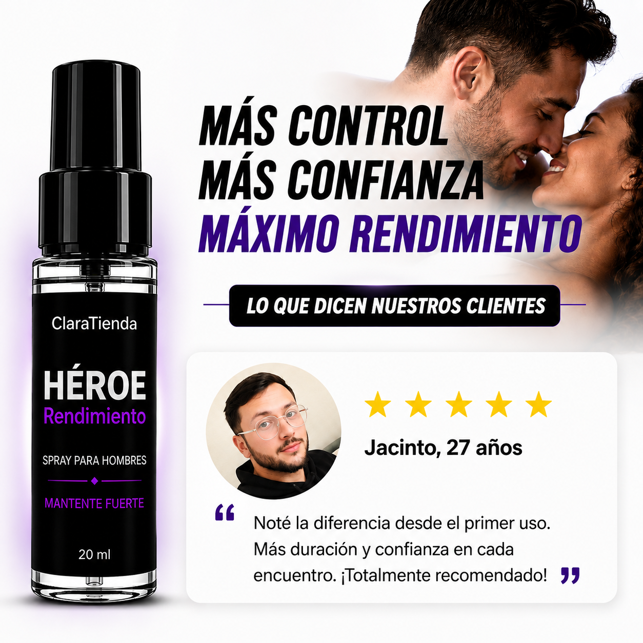 Spray de Rendimiento HÉROE - Recupera el Control. Despierta tu Confianza.