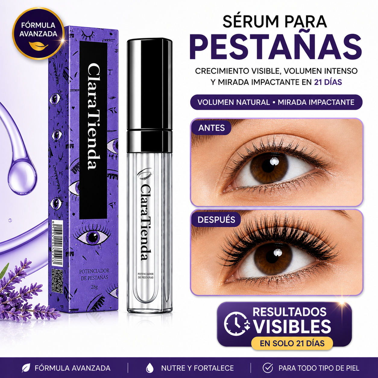 Sérum Potenciador de Pestañas – Crecimiento Visible, Volumen Intenso y Mirada Impactante en 21 Días
