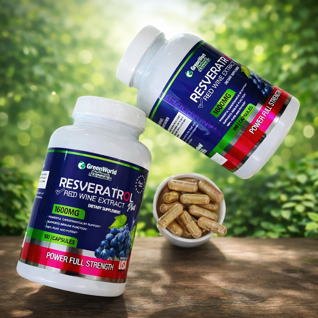 Resveratrol Plus 1600mg - Antioxidante Natural para Rejuvenecer Células y Proteger el Corazón