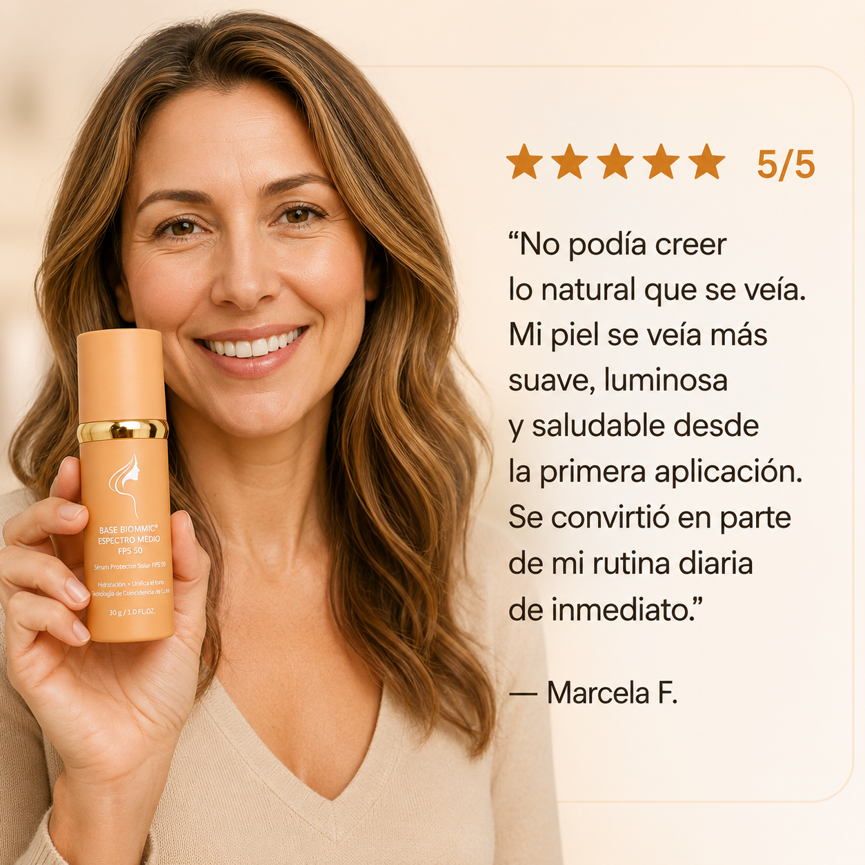 BIOMMIC® Foundation Medium Spectrum SPF 50 - Piel impecable, hidratación y SPF 50 en un solo paso.