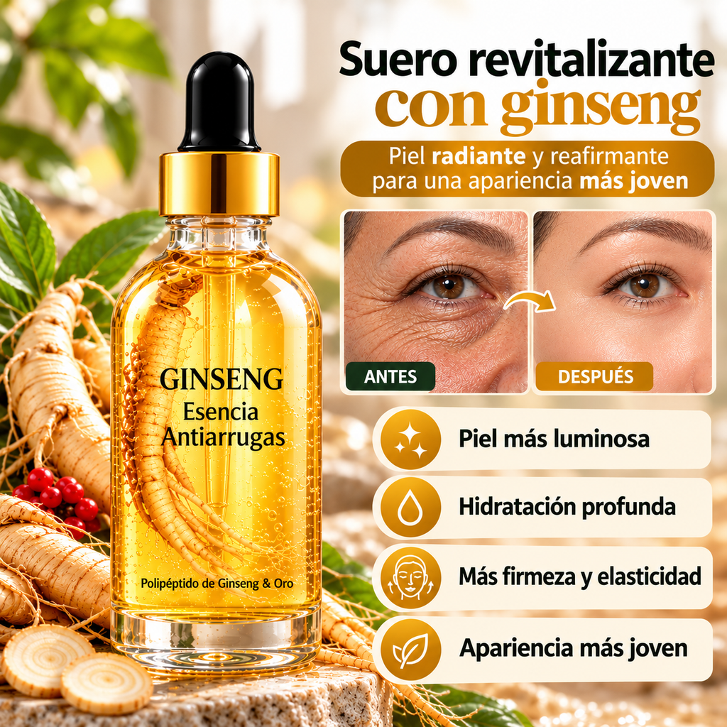 Ginseng Antiarrugas – Suero Revitalizante para una Piel Más Lisa y Firme