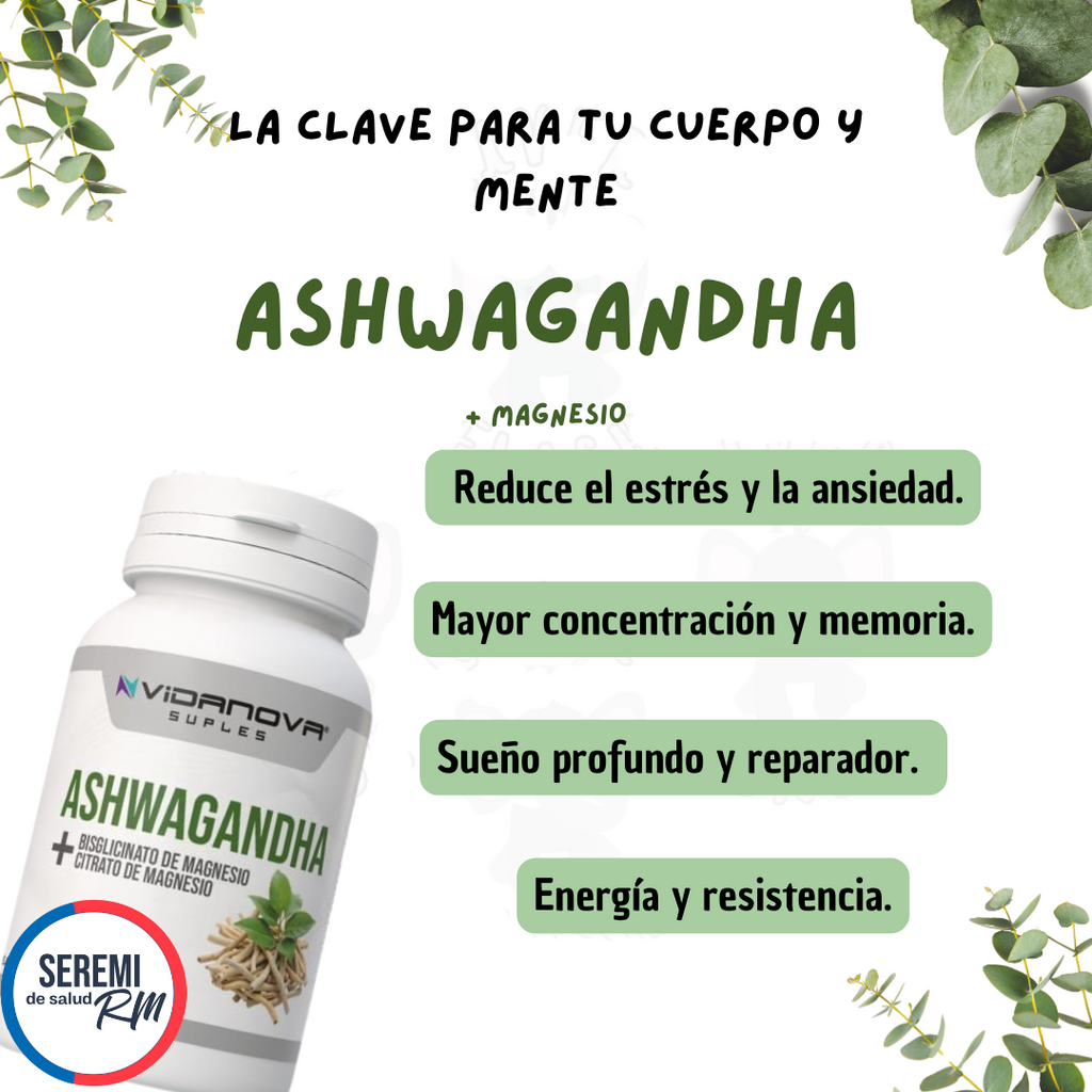 Ashwagandha + Magnesium 1000mg (60 cápsulas) – Defensa, Equilibrio y Energía Natural