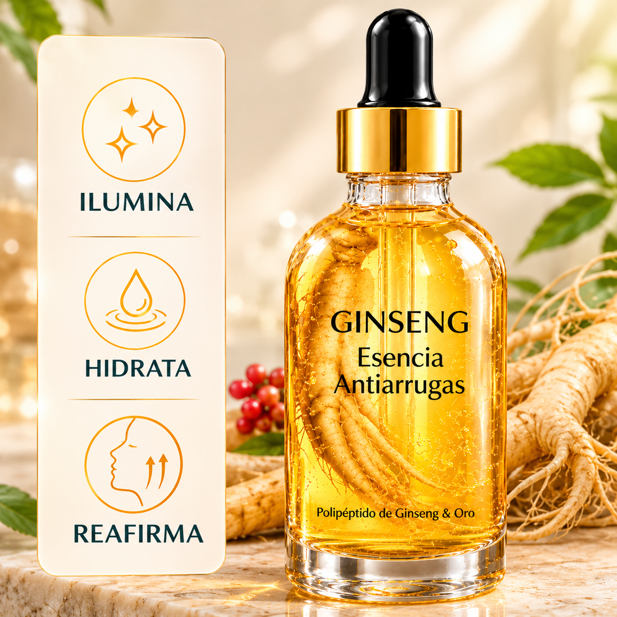 Ginseng Antiarrugas – Suero Revitalizante para una Piel Más Lisa y Firme