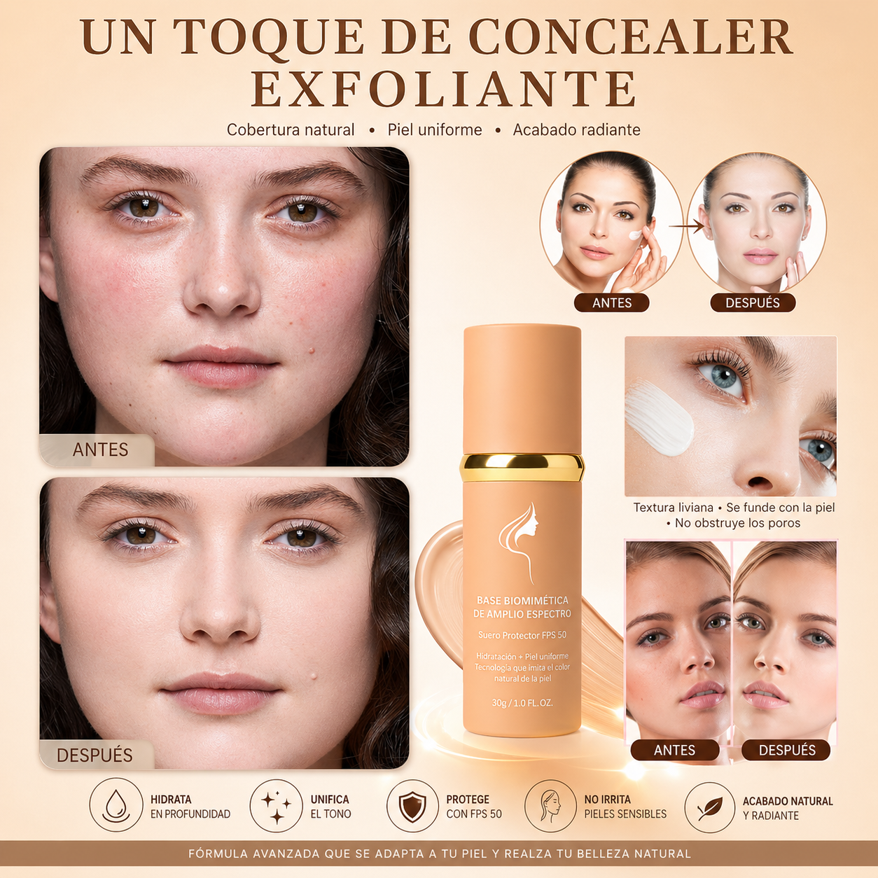 Biommic Foundation – Base Líquida Hidratante que Cambia de Color