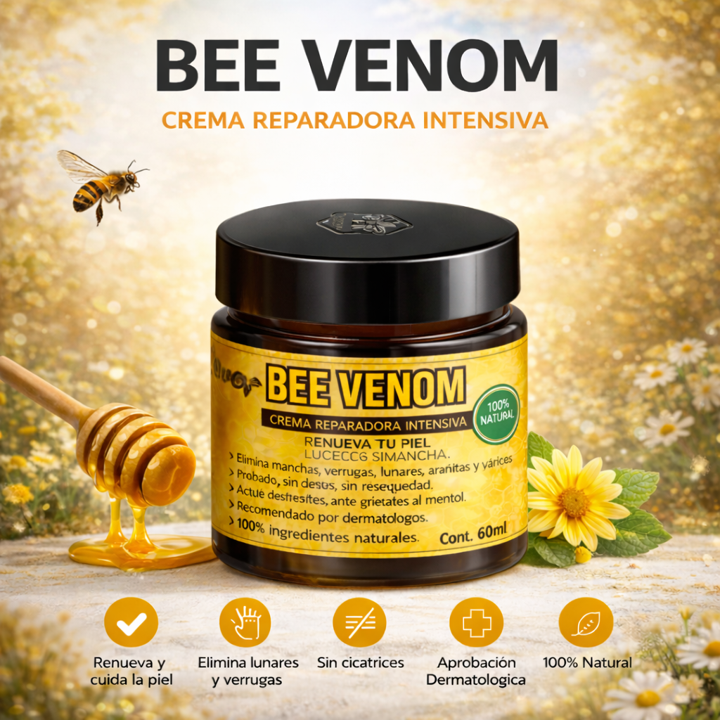 Crema Restauradora de la Piel con Veneno de Abeja - Hidratante 3 en 1 para todo tipo de piel