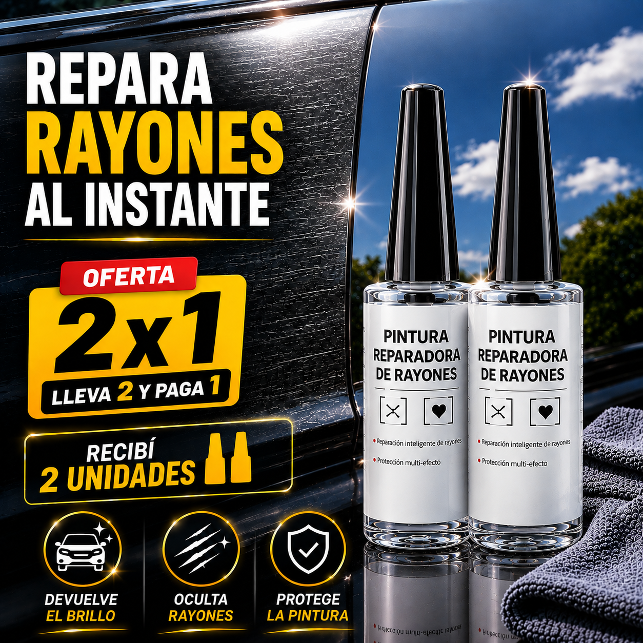 Pintura Reparadora de Rayones – Devolvé el Brillo y la Apariencia de Auto Nuevo en Minutos (Oferta 2x1)