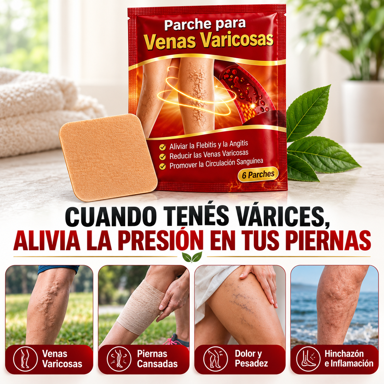 RevitaVein | Parche para Várices – Piernas Más Ligeras, Suaves y Visiblemente Más Saludables