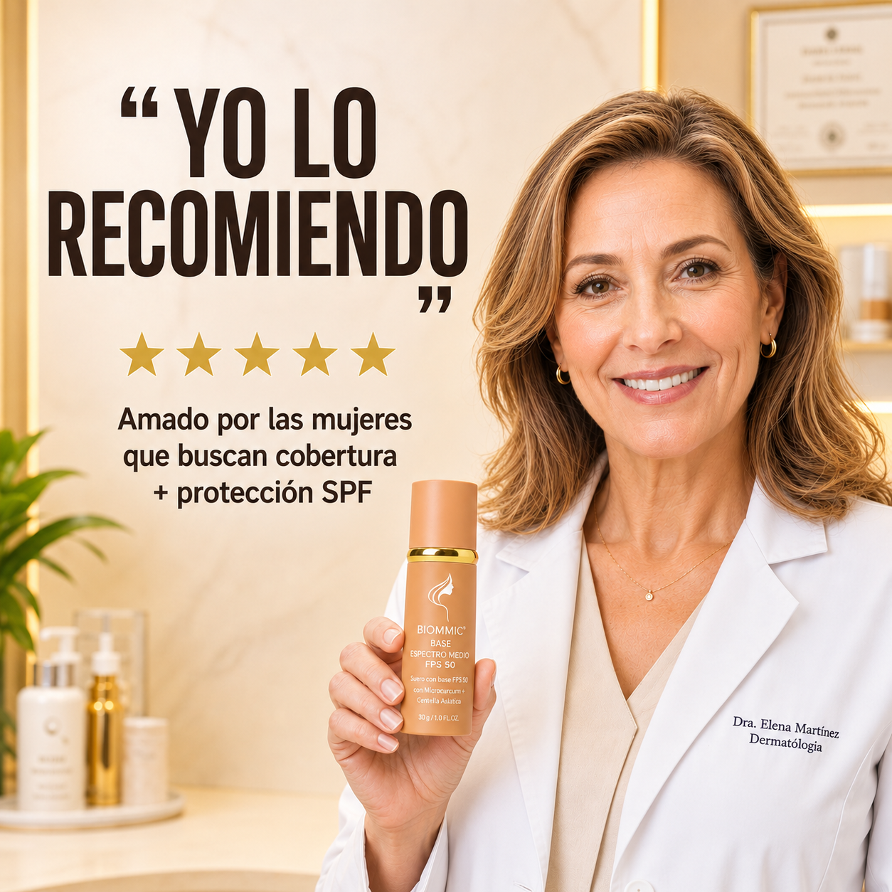 BIOMMIC® Foundation Medium Spectrum SPF 50 - Piel impecable, hidratación y SPF 50 en un solo paso.