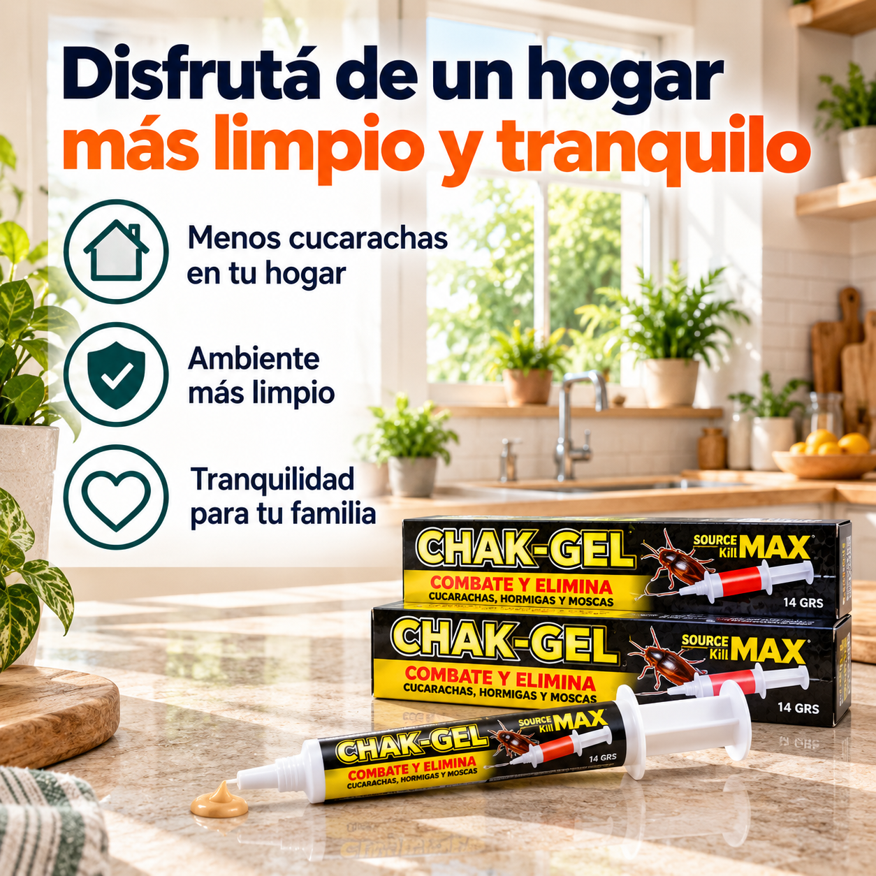 CHAK-GEL – Gel Cebo para Control de Cucarachas, Hormigas y Moscas