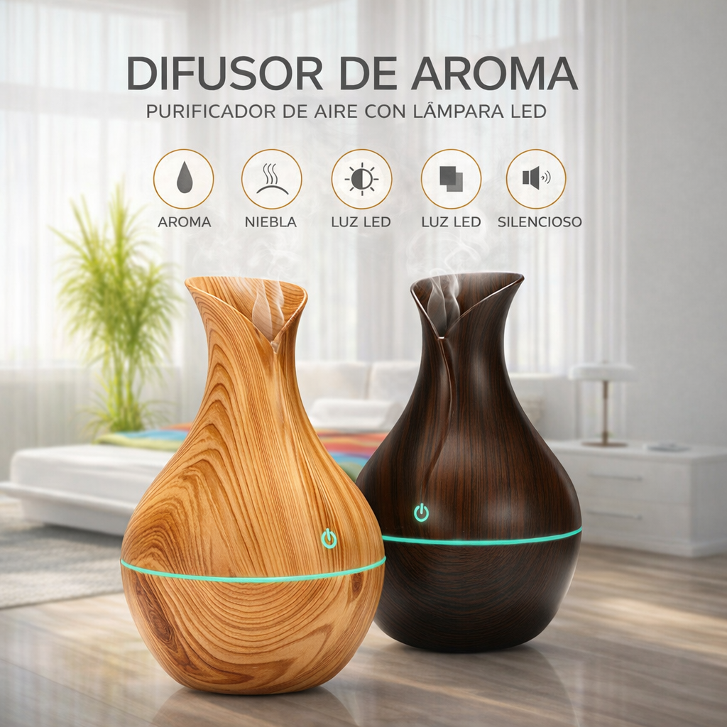 Humidificador ultrasónico con aromaterapia - Convertí tu casa en un lugar donde de verdad te relajás