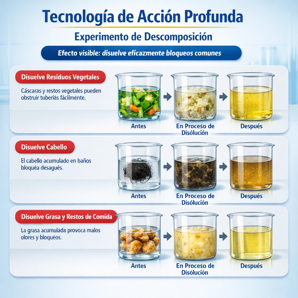 Polvo para desagües MeLedMatte: fórmula profesional de acción rápida para destapar tuberías