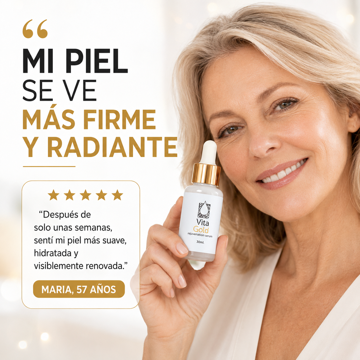 Vita Gold™ Rejuvenation Serum - Revelá una piel más suave, firme y radiante.