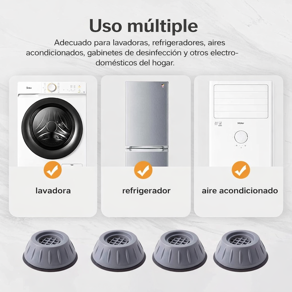 Almohadillas antivibración de goma para pies: sin esfuerzo, sin rayones y sin ayuda (4 piezas)