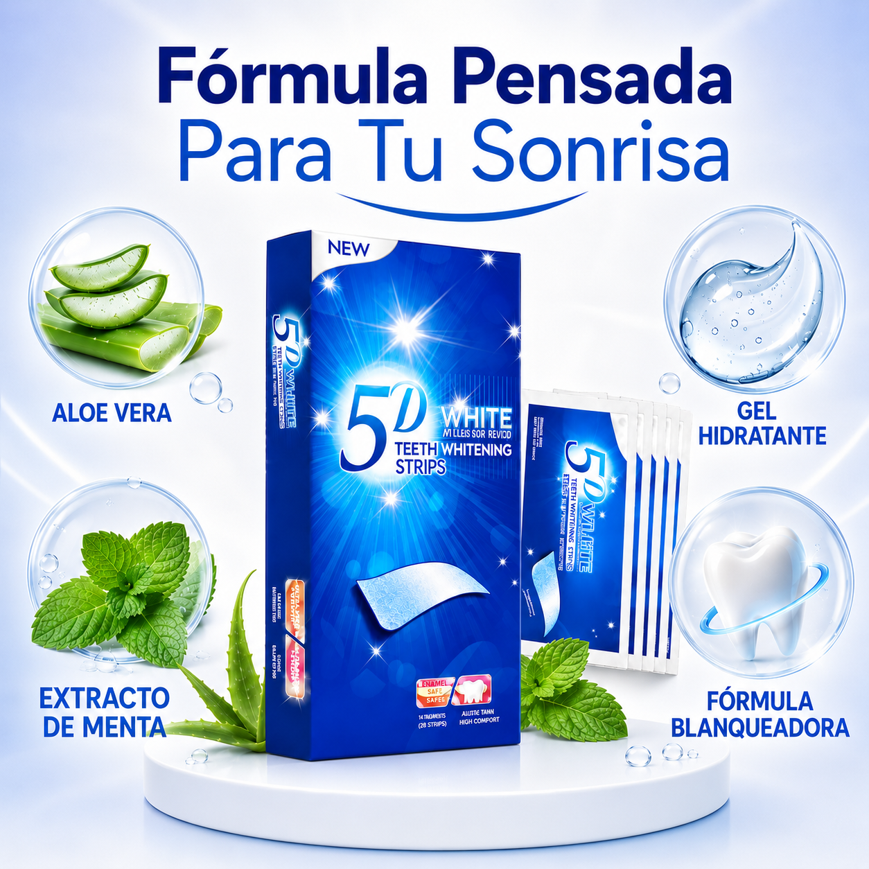 5D White Pro™ Whitening Strips - Mostrá una sonrisa más blanca. Ganá confianza cada día.