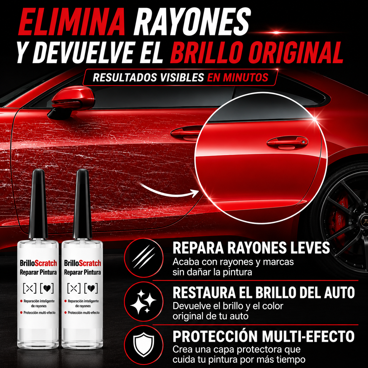 BrilloScratch – Elimina Rayones, Restaura el Color y Sorpréndete con el Resultado (2x1 Oferta)