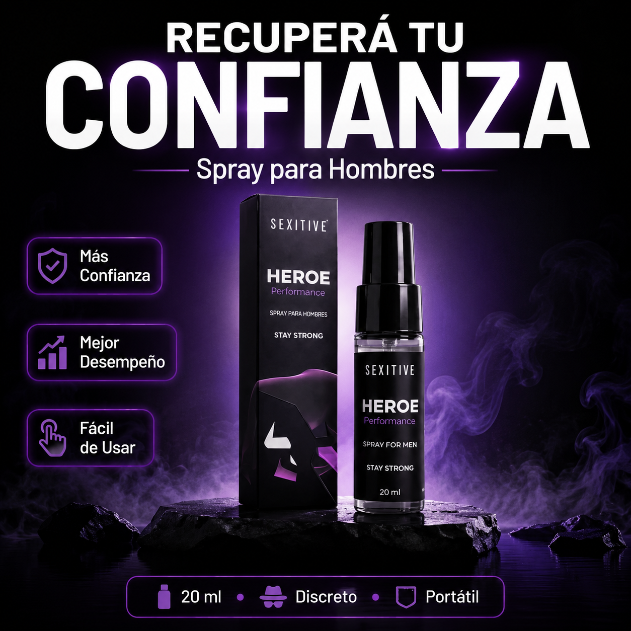 HEROE Performance Spray para Hombres - Sentite Más Seguro Cuando Más Importa