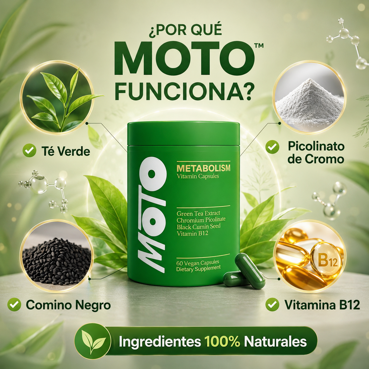 Moto™ Cápsulas para el Metabolismo - Apoyá tu metabolismo. Recuperá tu confianza.