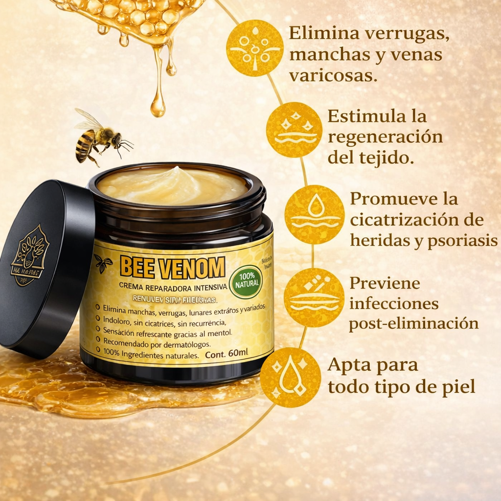 Crema Restauradora de la Piel con Veneno de Abeja - Hidratante 3 en 1 para todo tipo de piel