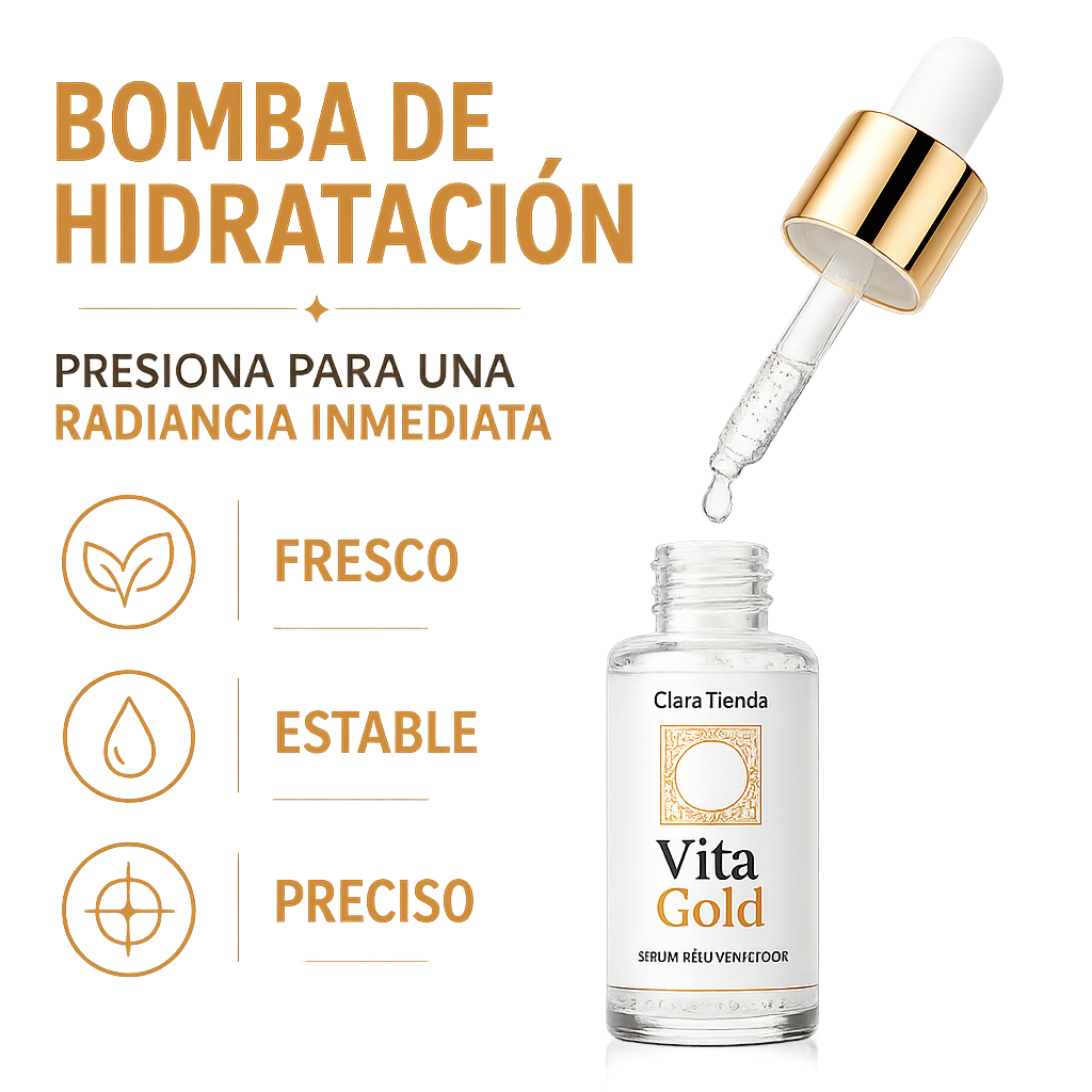 Vita Gold - Sérum Rejuvenecedor - Tu Secreto Diario para una Piel Radiante, Suave y con un Aspecto Más Joven