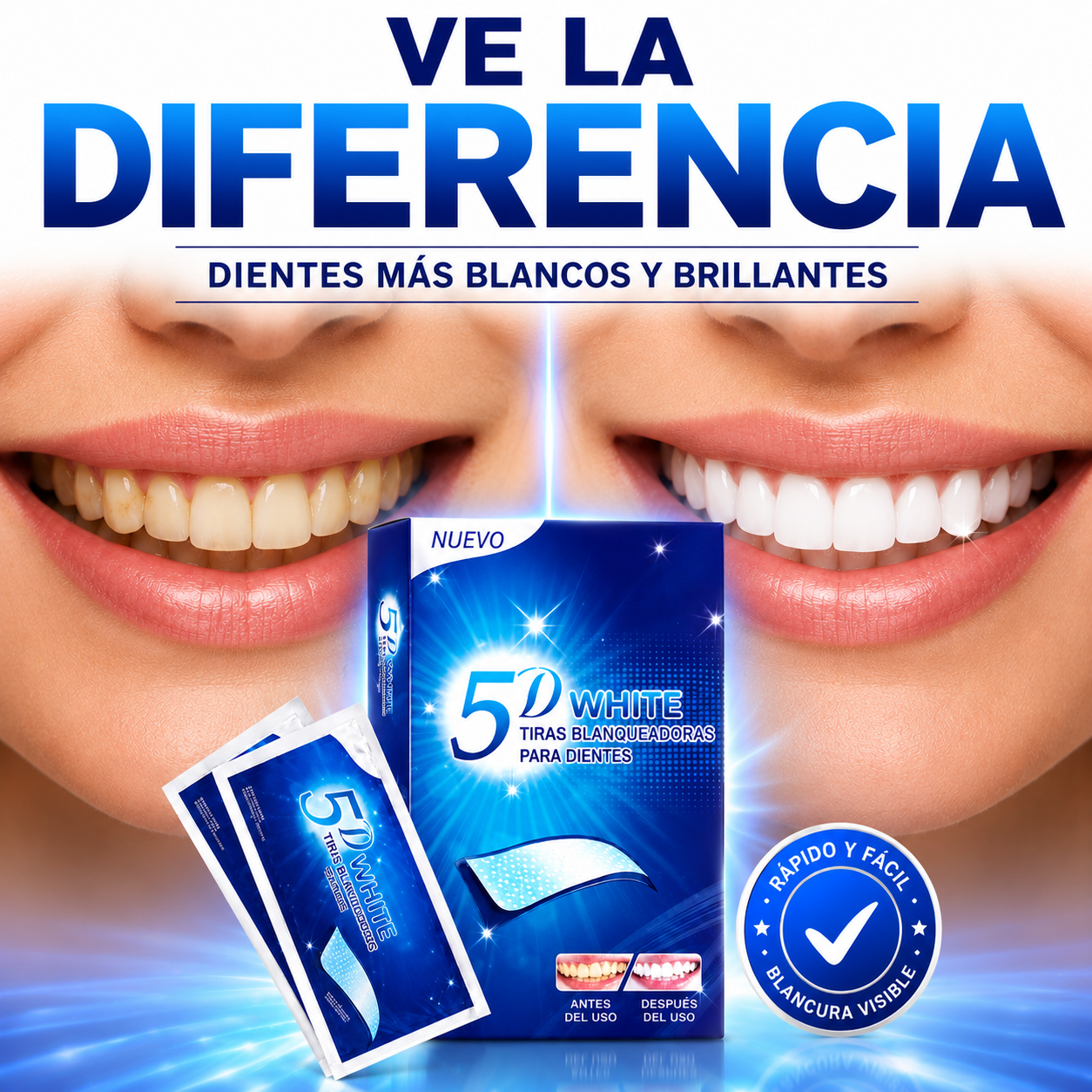 Tiras Blanqueadoras 5D White™ - Mostrá una Sonrisa Más Blanca y Sentite Más Seguro Todos los Días