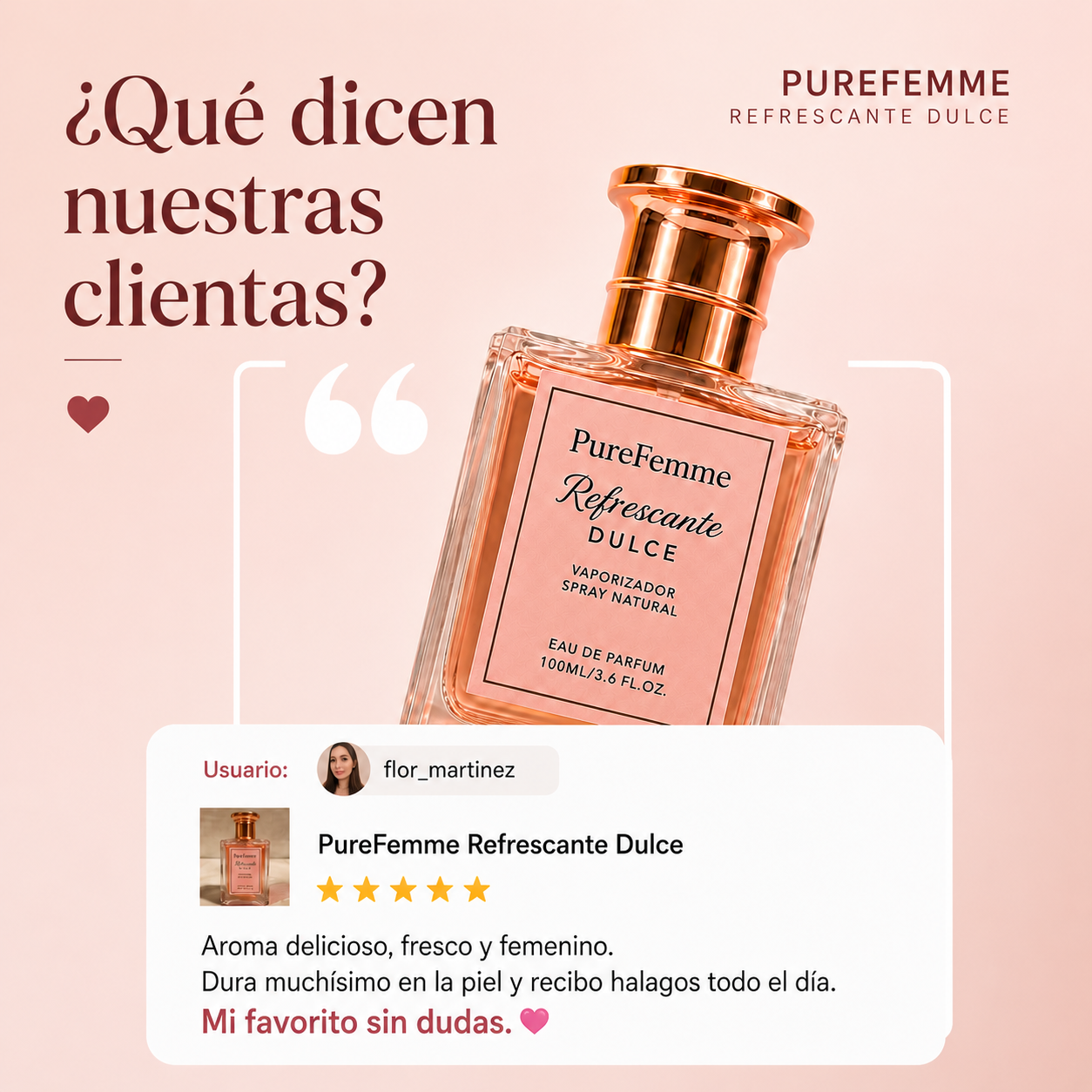 PureFemme Refrescante Dulce - La Frescura Íntima que Te Hace Sentir Segura, Cómoda y Delicadamente Femenina Todo el Día  Subheadline