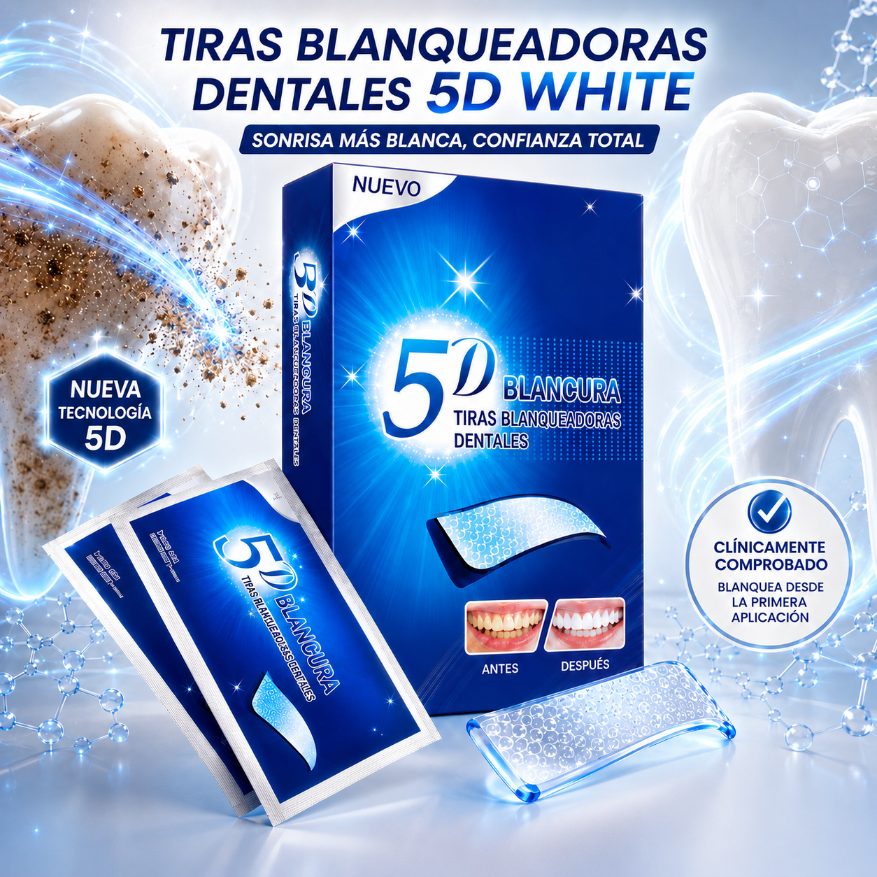 Las Tiras Blanqueadoras 5D White Pro - Tu Sonrisa, Pero Más Brillante.