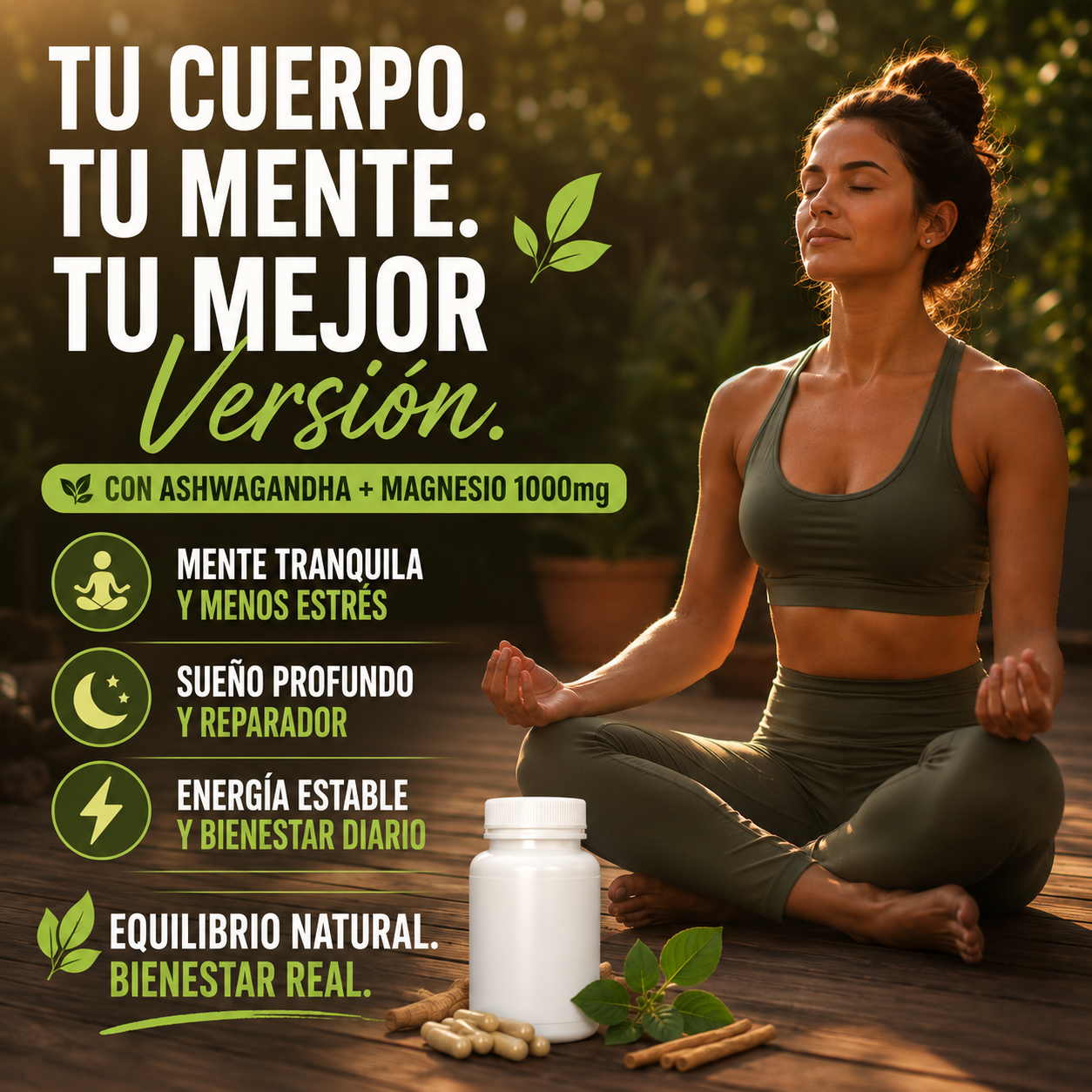 Ashwagandha + Magnesio 1000 mg – Reduce el estrés, mejora la concentración