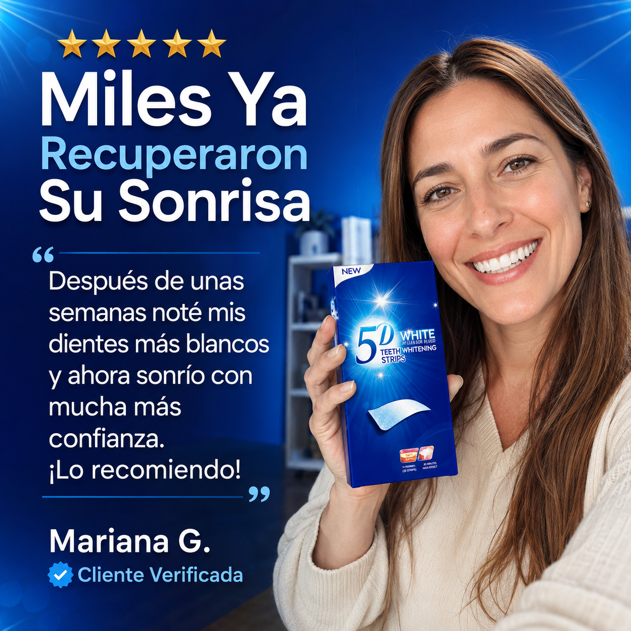 5D White Pro™ Whitening Strips - Mostrá una sonrisa más blanca. Ganá confianza cada día.