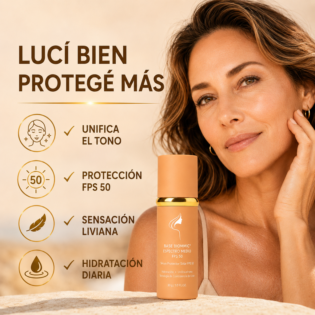 BIOMMIC® Foundation Medium Spectrum SPF 50 - Piel impecable, hidratación y SPF 50 en un solo paso.