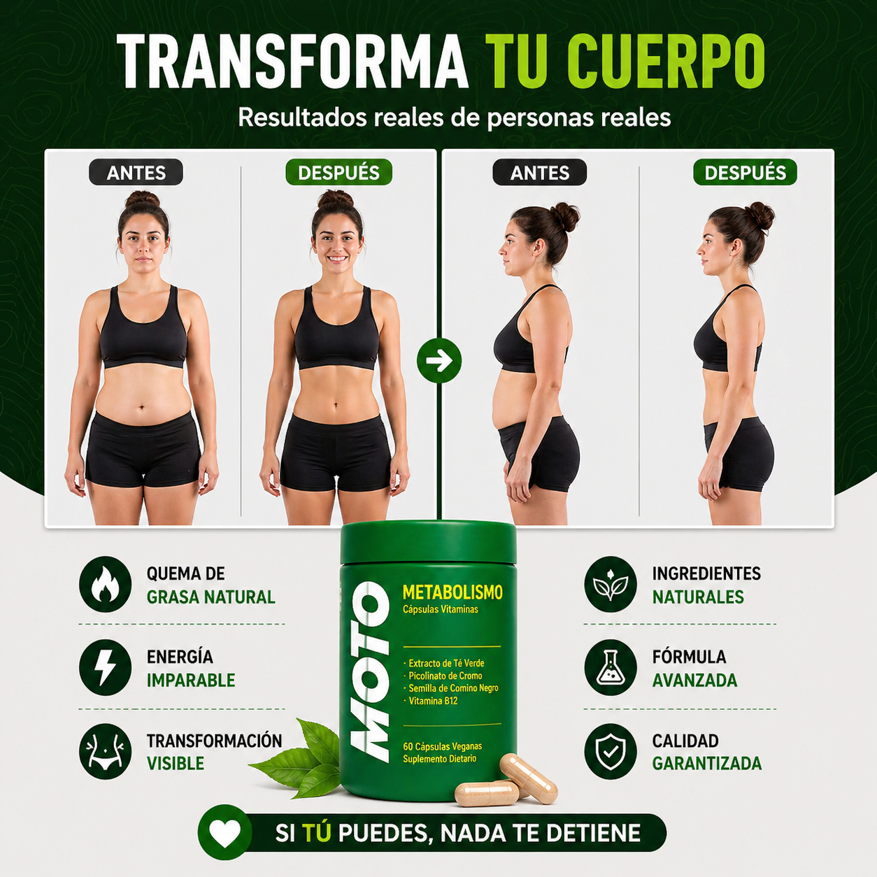 Cápsulas Ultra Boost Metabolismo: quema de grasa natural, energía imparable y transformación visible