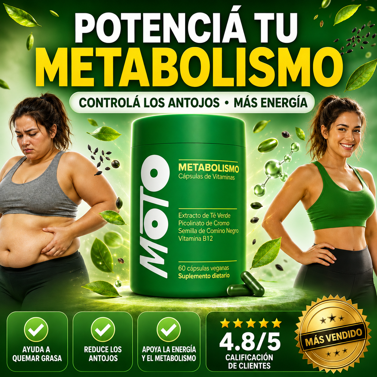 CÁPSULAS MOTO™ METABOLISMO Activá Tu Metabolismo - Controlá Los Antojos. Más Energía Cada Día.