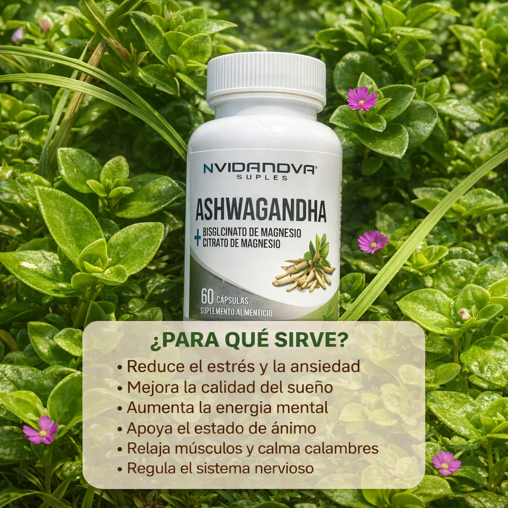 Ashwagandha con Magnesio  - Alivio del estrés, energía y bienestar mental
