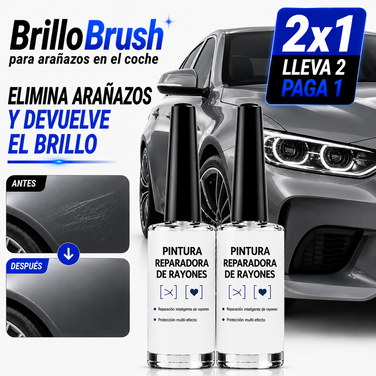 BrilloBrush para arañazos en el coche - Recupera la apariencia de tu auto con una sola pincelada (2X1 OFERTA)