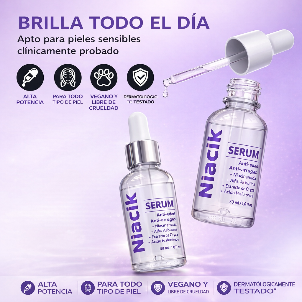 Niacinamida + alfa arbutina para aclarar e iluminar tu piel de forma fácil