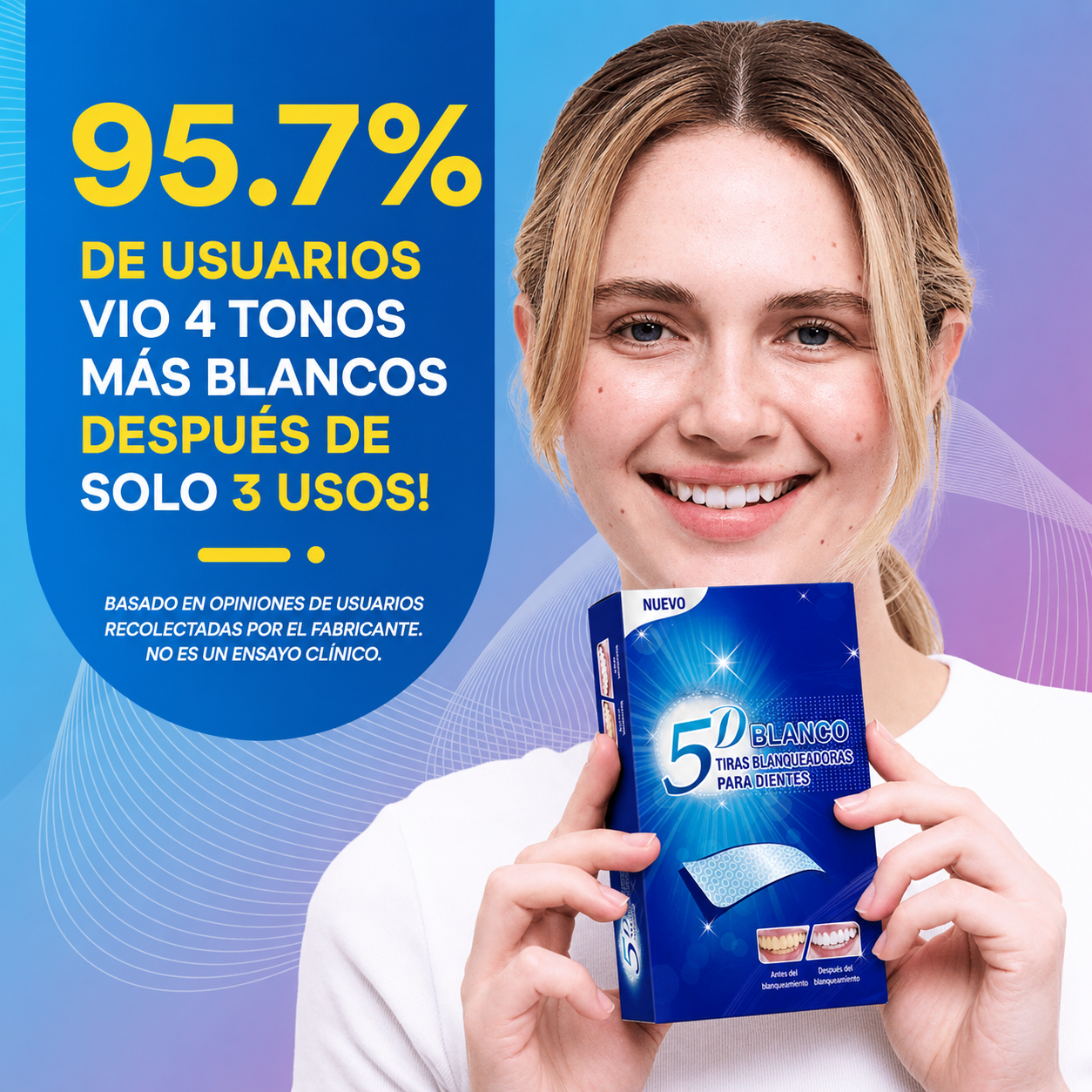Tiras Blanqueadoras 5D White™ - Mostrá una Sonrisa Más Blanca y Sentite Más Seguro Todos los Días