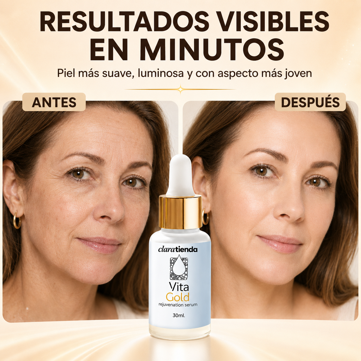 Vita Gold Sérum Rejuvenecedor Facial - Luminosidad, hidratación y suavidad en cada gota.