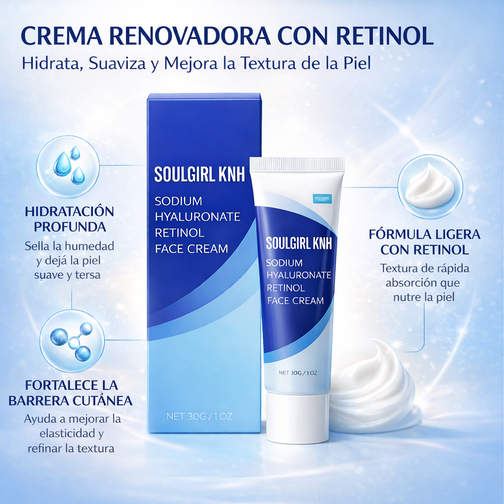 Crema SoulGirl KNH Bio Retinol: hidratación profunda, minimización de poros y reafirmación de la piel.