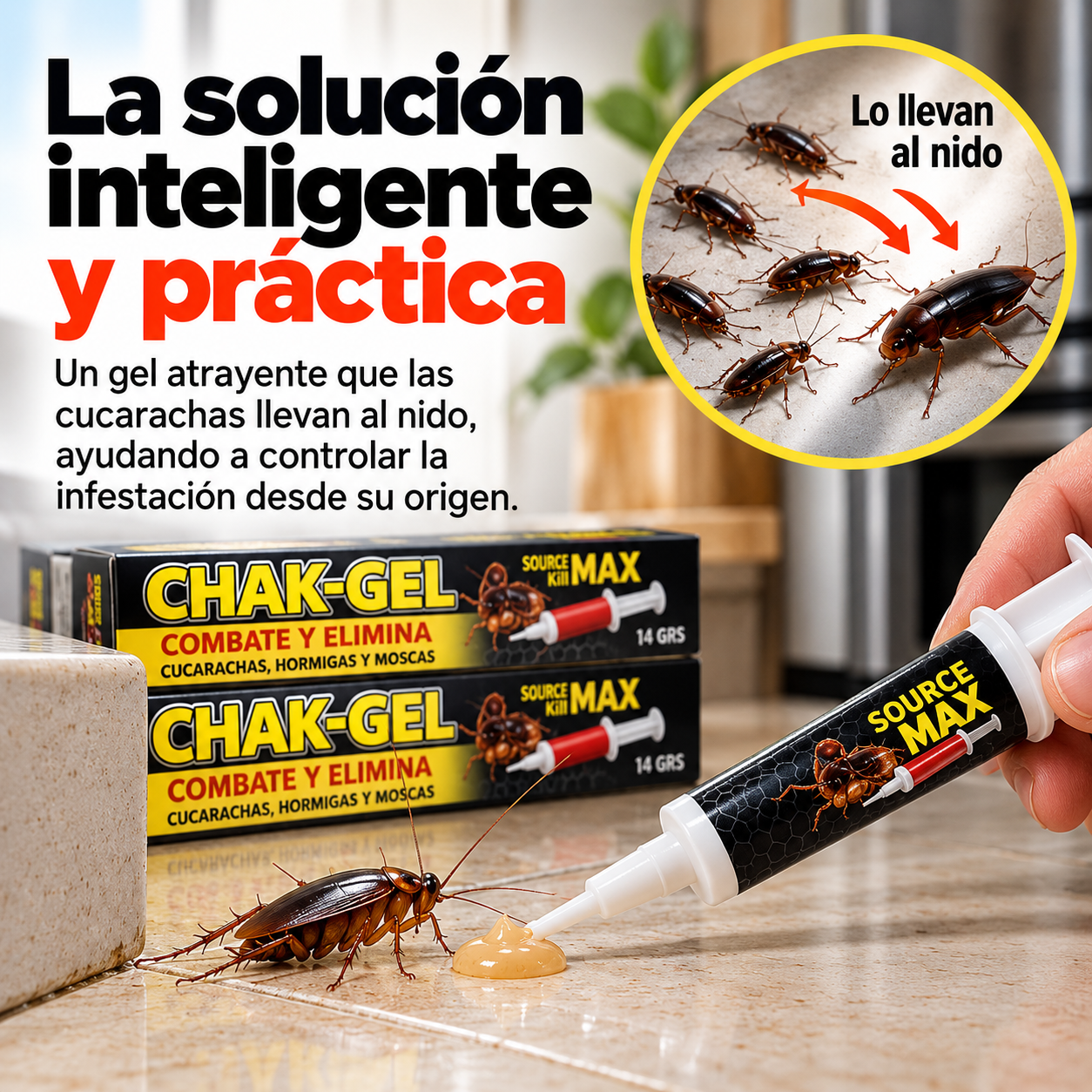 CHAK-GEL – Gel Cebo para Control de Cucarachas, Hormigas y Moscas