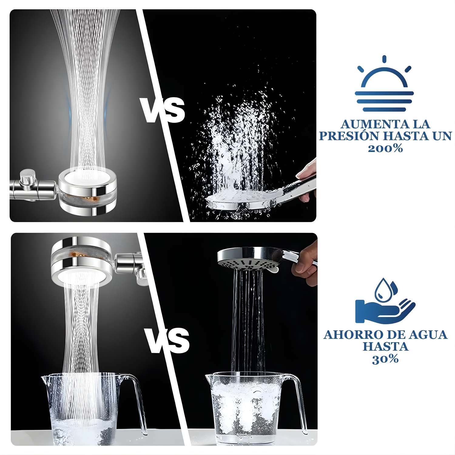 Ducha Turbo: Cabezal de ducha de lujo de alta presión que ahorra agua
