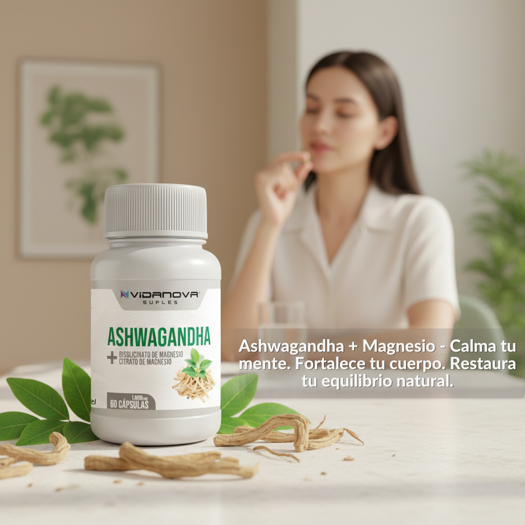 Ashwagandha + Magnesio - Calma tu mente. Fortalece tu cuerpo. Restaura tu equilibrio natural.