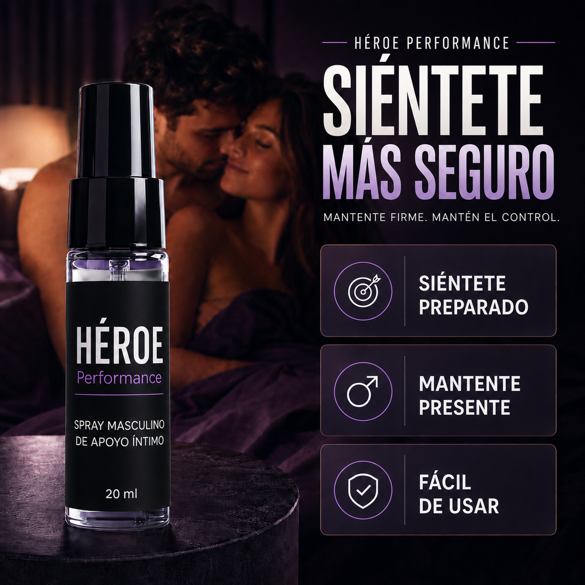 HÉROE Performance – Spray Masculino de Apoyo Íntimo