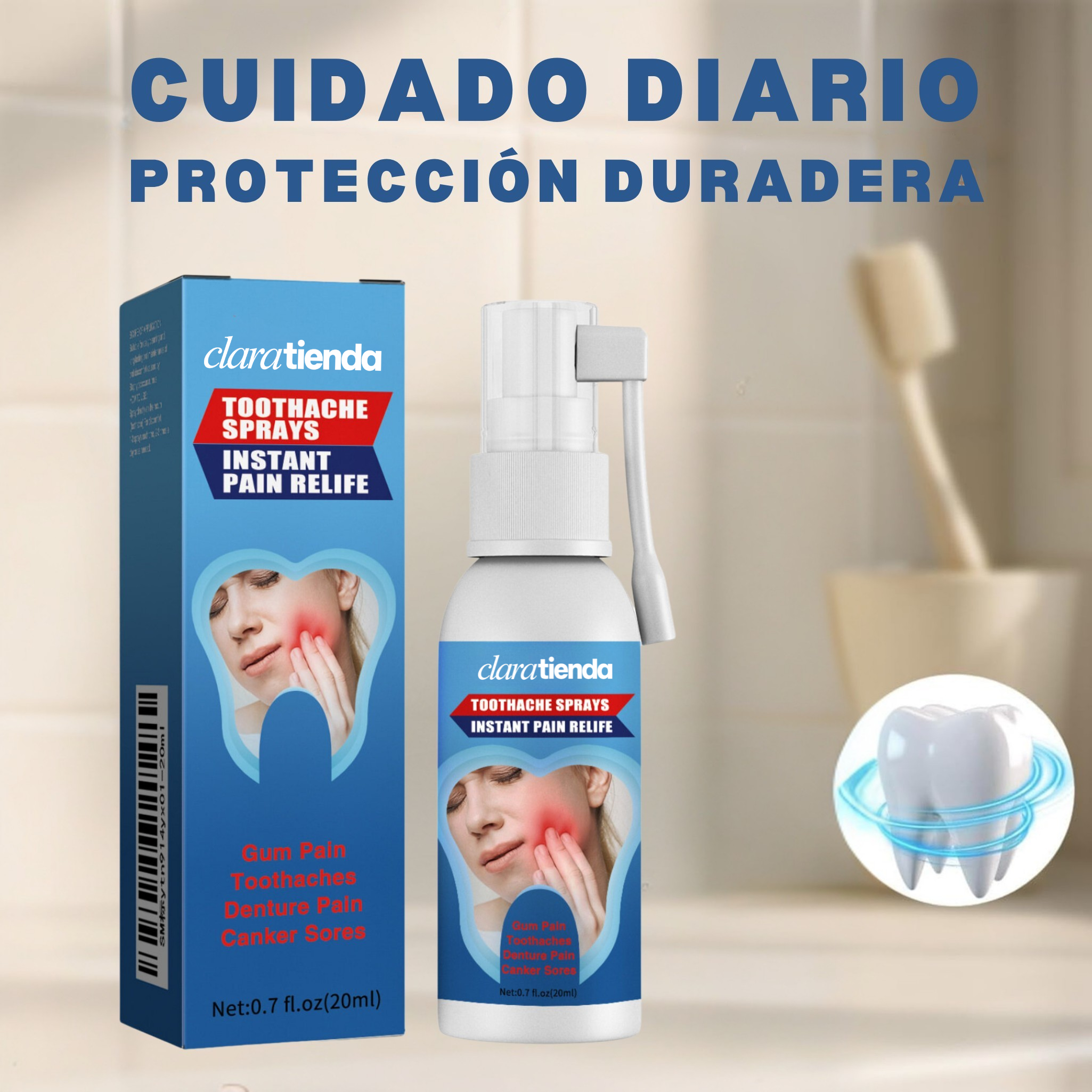 Spray de cuidado bucal — tratamiento inmediato, alivio del dolor dental
