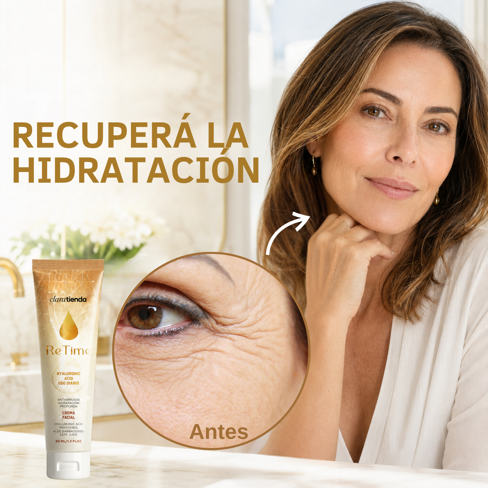 Crema antiedad: menos líneas, piel más lisa.