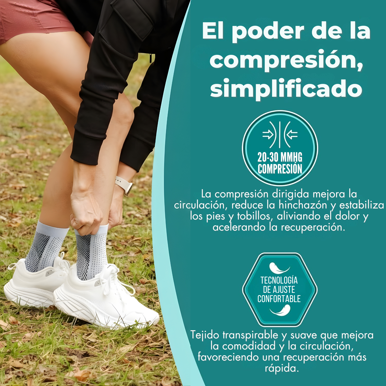 Compresión Comfort Premium: soporte inteligente para piernas más ligeras y con más energía